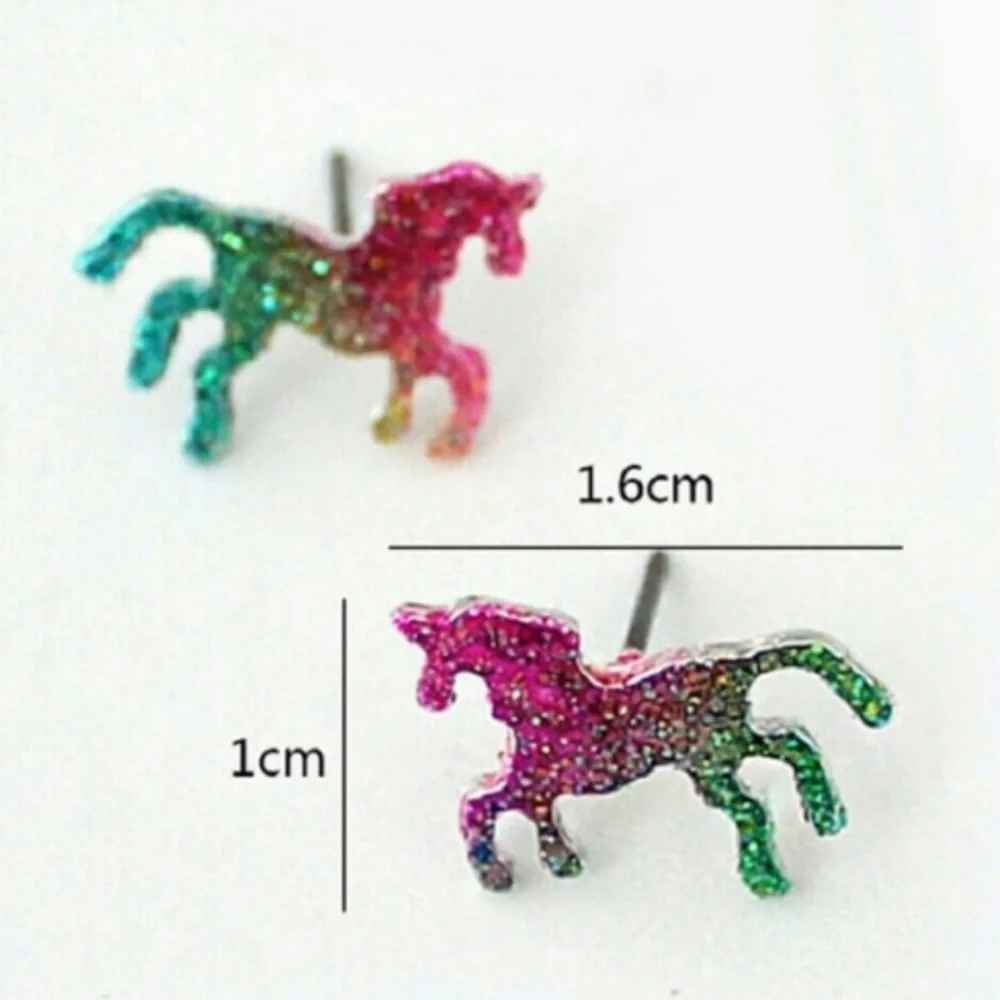 Unicorn Ombré Glitter Festival Sparkle Pierced Stud Earrings NIBag